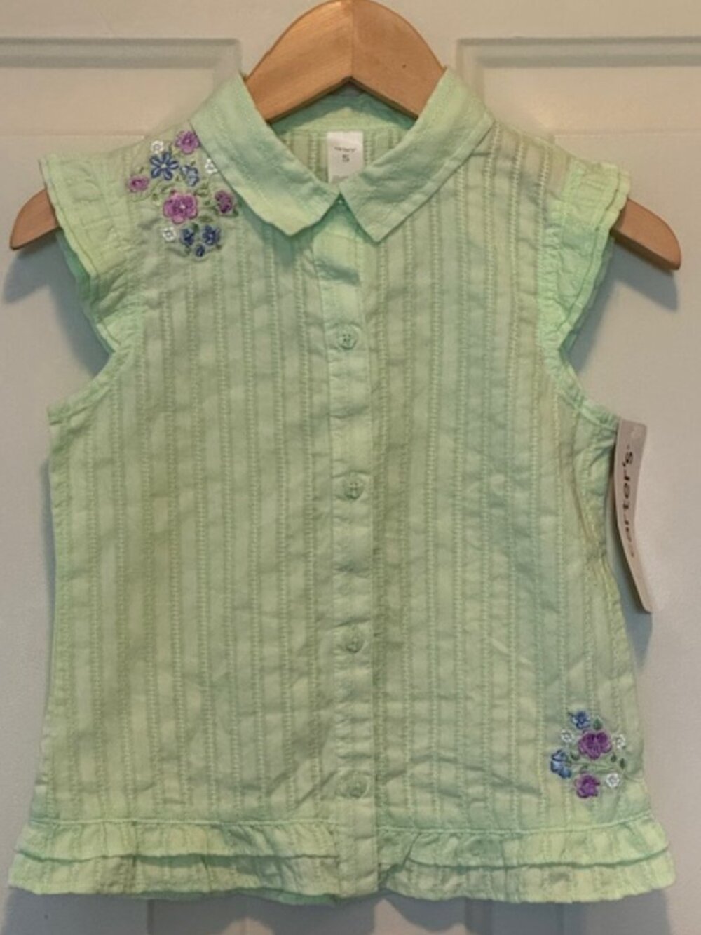 NWT Carter's Green Flutter Sleeve Top sz 5